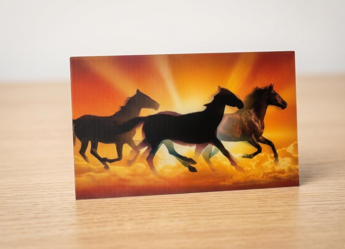 3D Lenticular Visiting card – Running Horses Sunset Effect